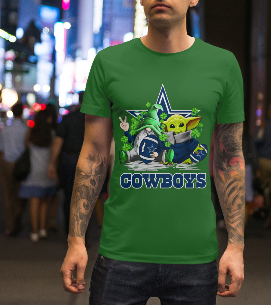 Cowboys Gnome Baby Yoda Football St. Patrick's Day T-Shirt