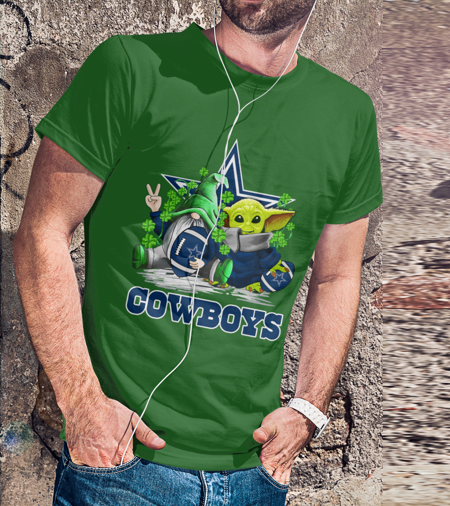 Cowboys Gnome Baby Yoda Football St. Patrick's Day T-Shirt