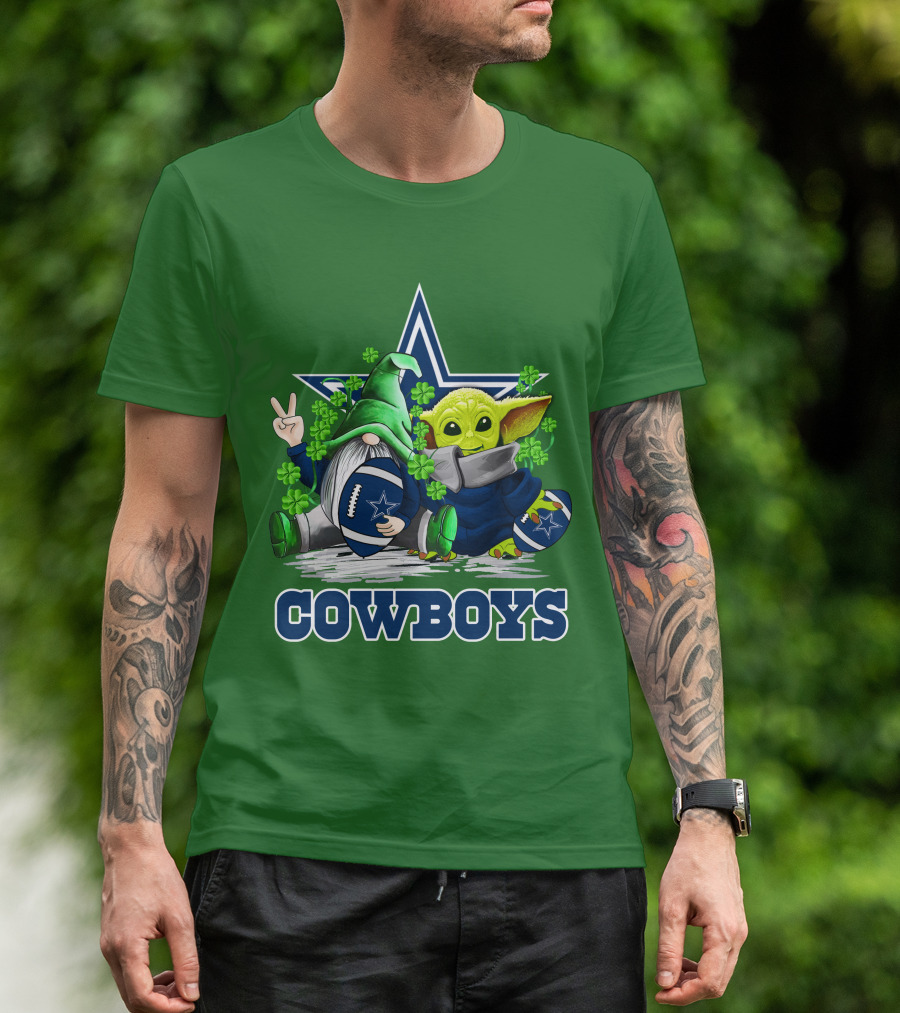 Cowboys Gnome Baby Yoda Football St. Patrick's Day T-Shirt