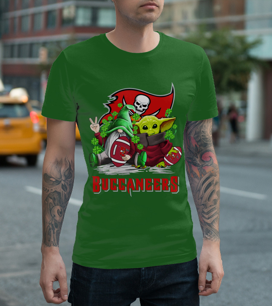 Buccaneers St. Patrick's Day with Gnome and Baby Alien Football T-Shirt