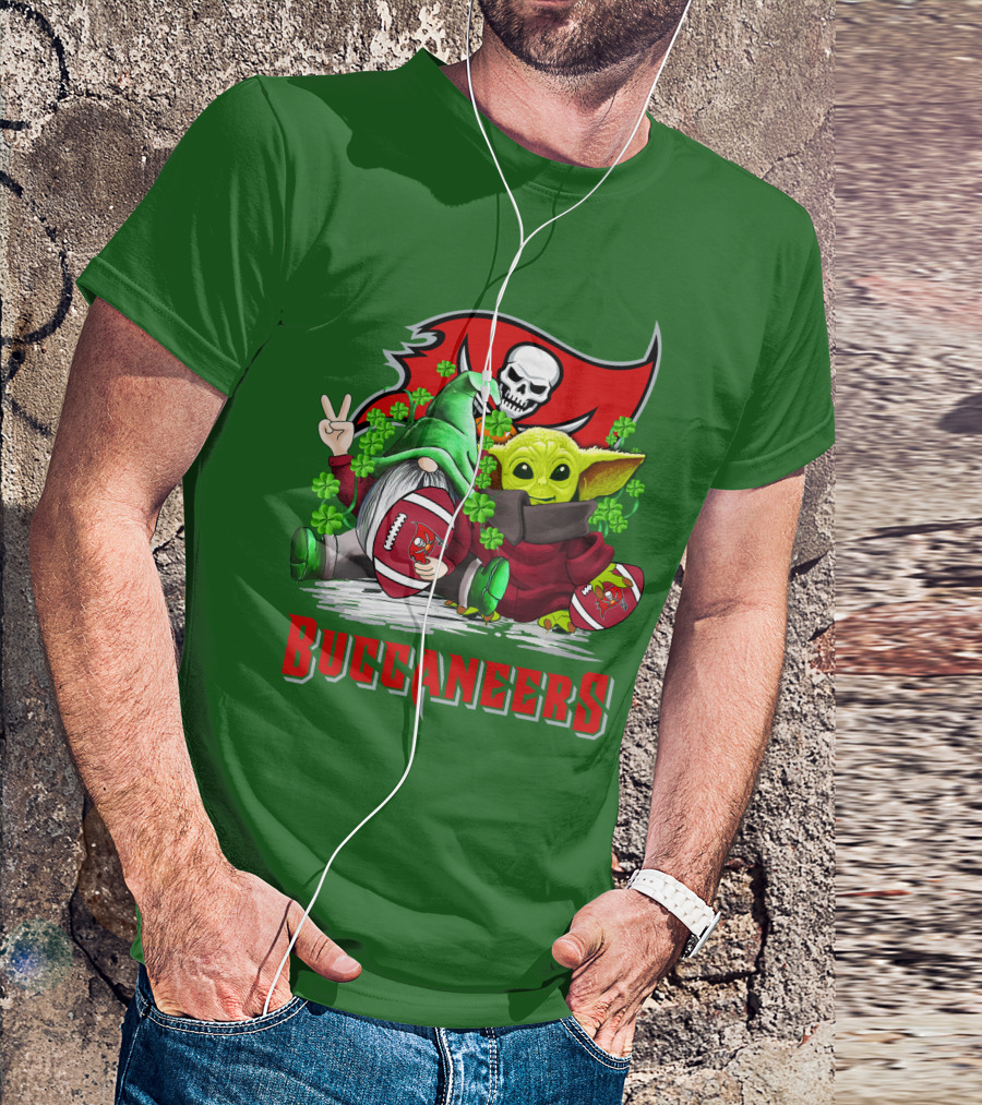 Buccaneers St. Patrick's Day With Gnome And Baby Alien Football T-Shirt