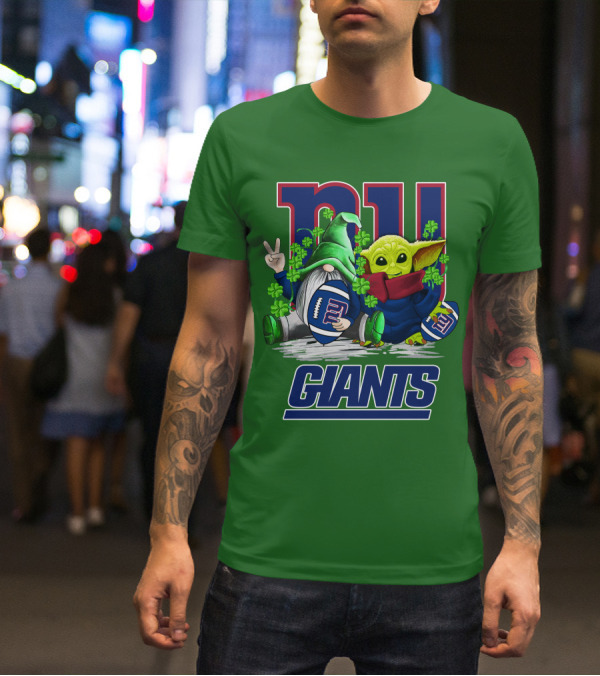 New York Giants Football St. Patrick's Day Gnome And Yoda T-Shirt