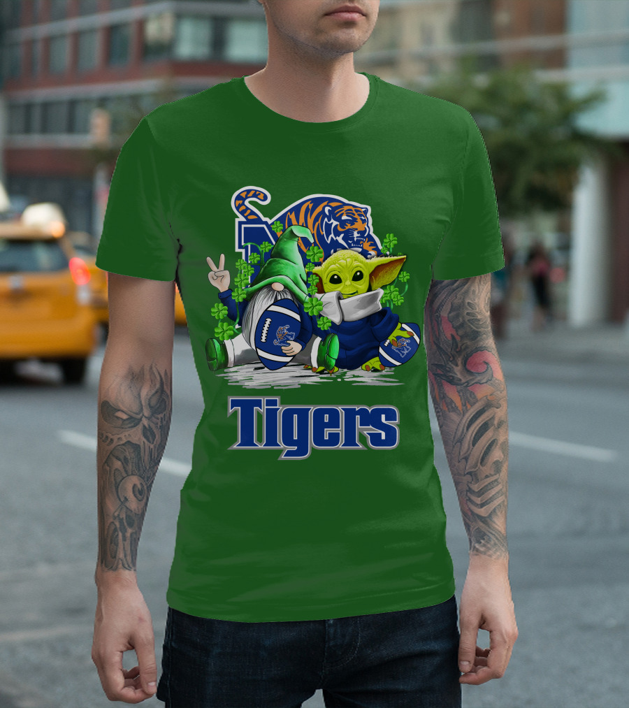 Memphis Tigers Football St. Patrick's Day Gnome and Child Icons T-Shirt