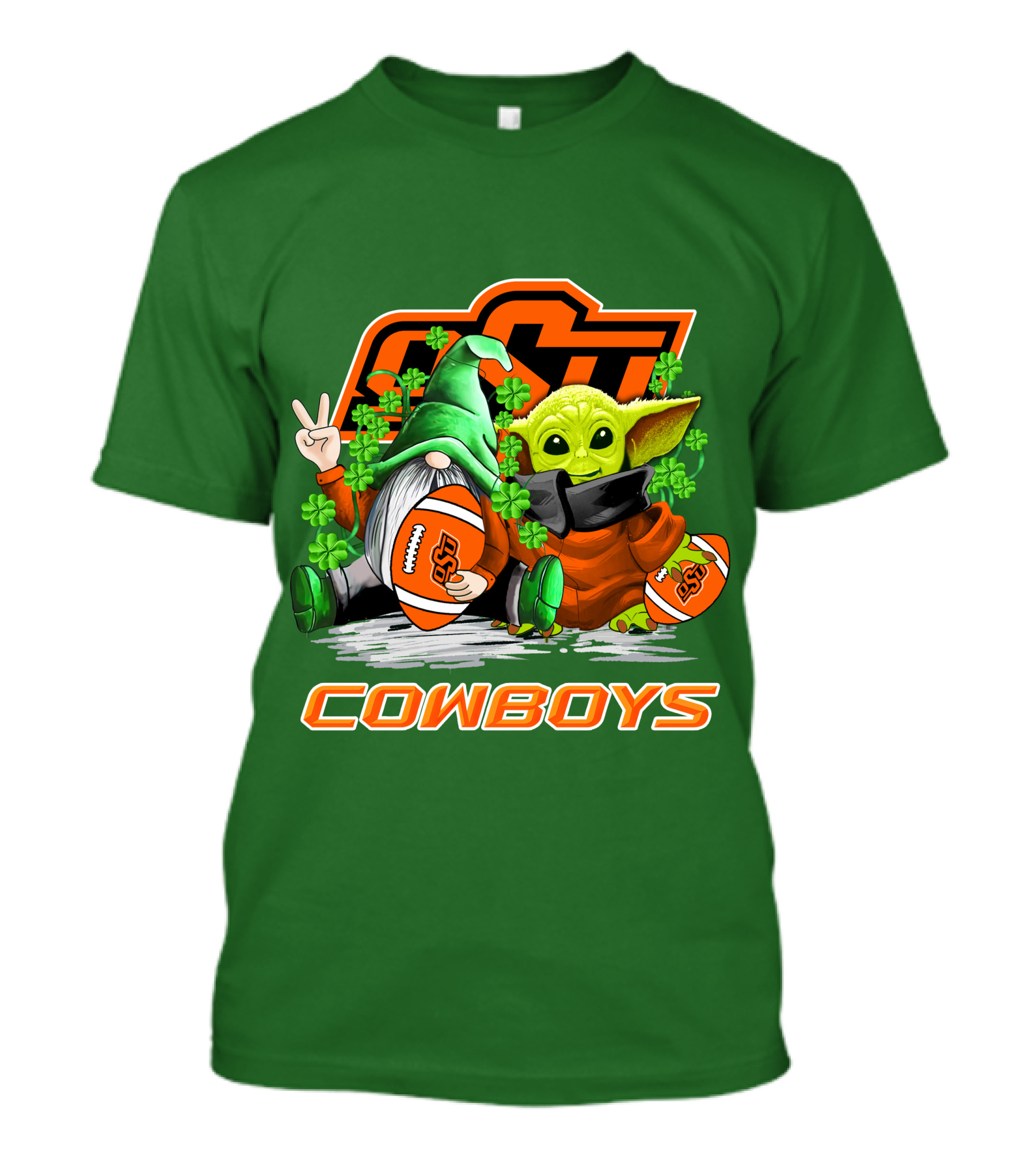 Oklahoma State Cowboys Football St. Patrick’s Day Yoda And Gnome T-Shirt