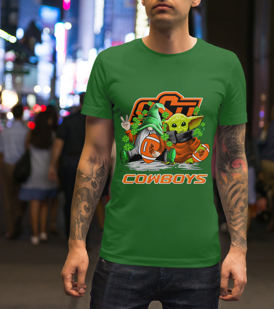 Oklahoma State Cowboys Football St. Patrick’s Day Yoda And Gnome T-Shirt