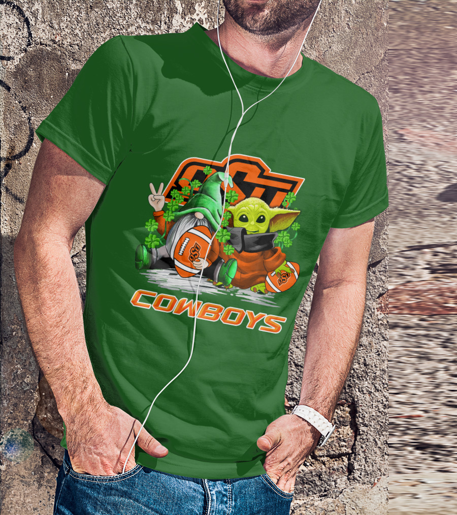 Oklahoma State Cowboys Football St. Patrick’s Day Yoda And Gnome T-Shirt