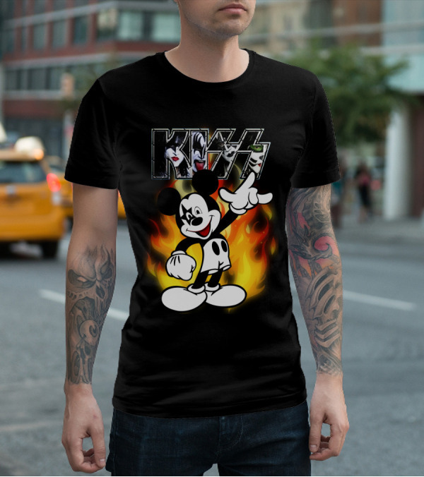 KISS Mickey Mouse Fire T-Shirt
