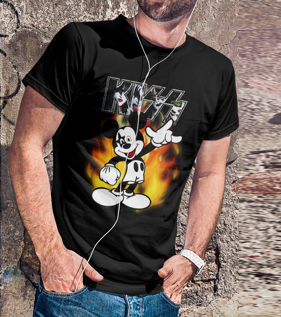 KISS Mickey Mouse Fire T-Shirt