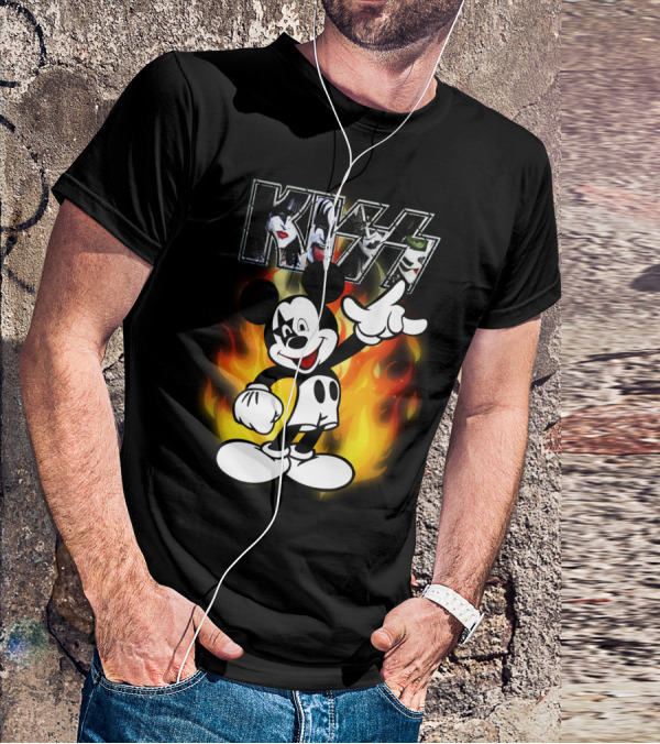 KISS Mickey Mouse Fire T-Shirt