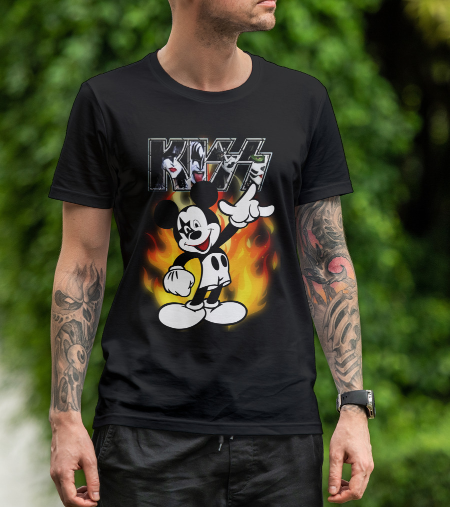 KISS Mickey Mouse Fire T-Shirt