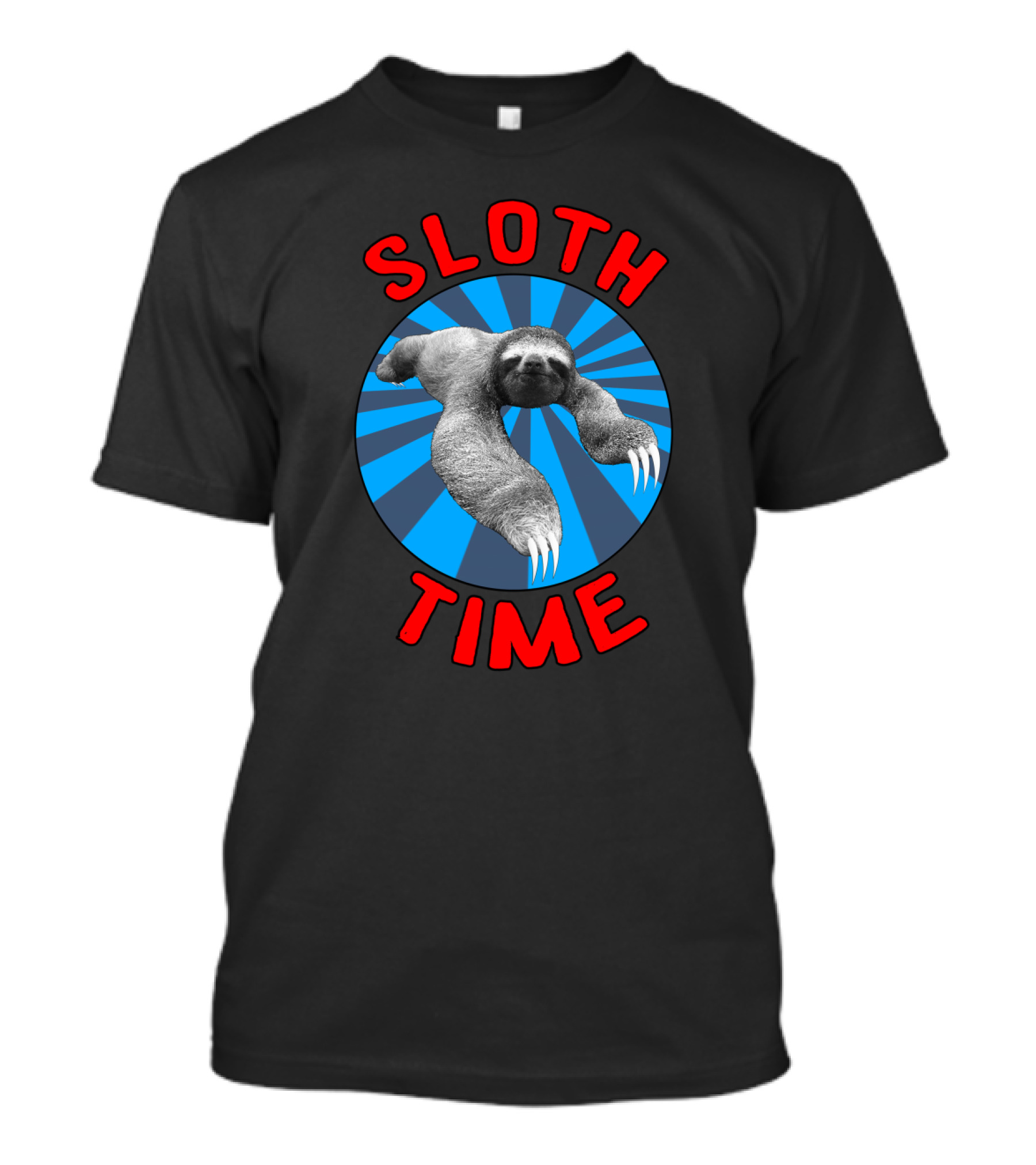 Sloth Time Relaxation With Radiant Blue Burst Background T-Shirt