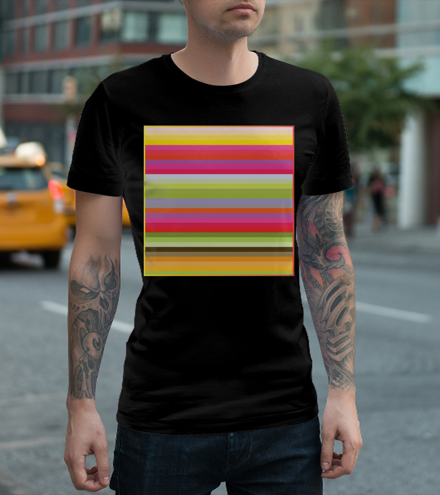 Bold Colorful Stripe Pattern 'DoorModernity' Visual T-Shirt
