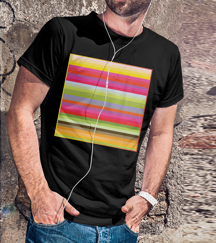 Bold Colorful Stripe Pattern 'DoorModernity' Visual T-Shirt