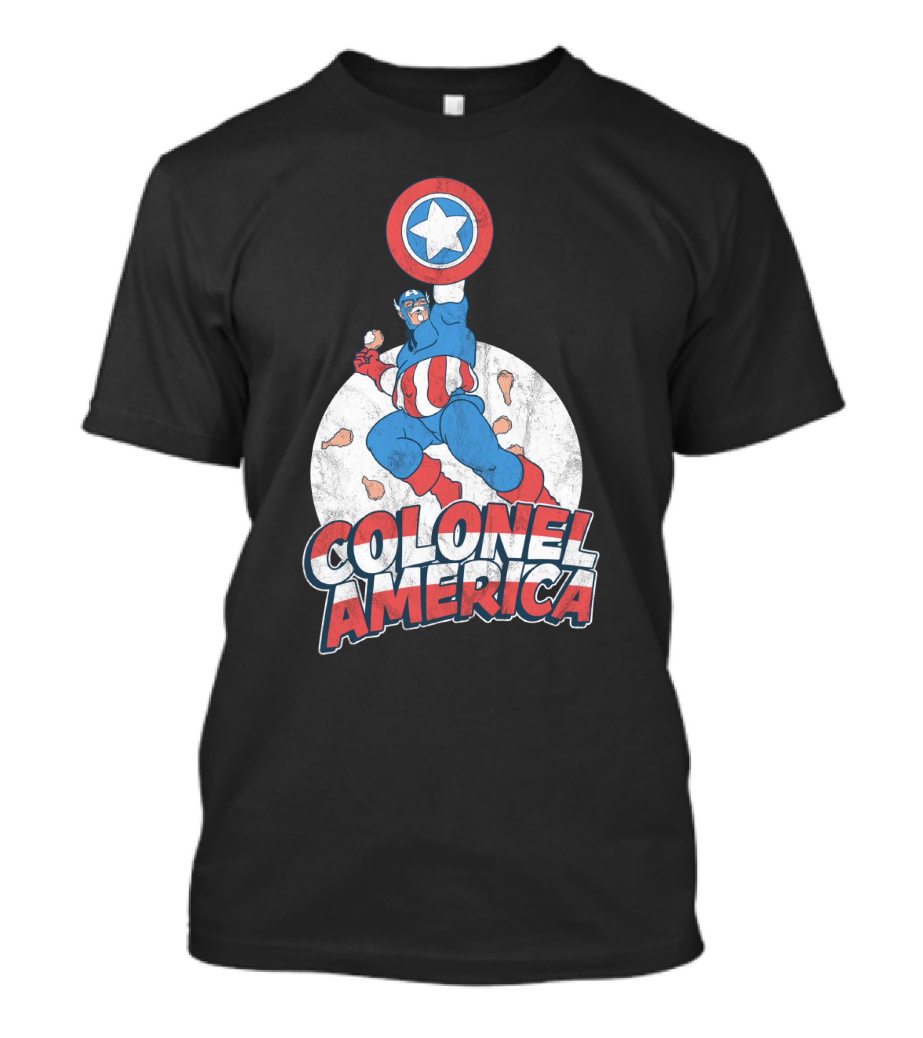 Colonel America Fried Chicken Superhero Parody Shield Wings T-Shirt