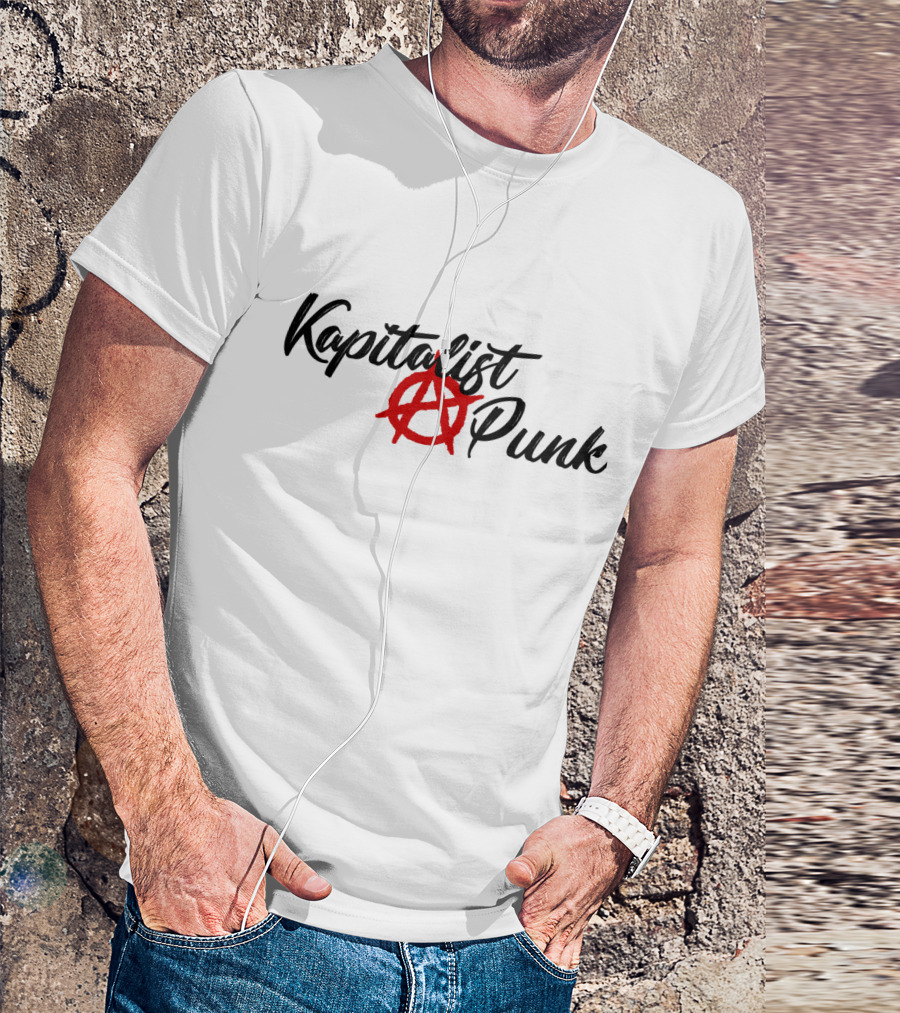 Kapitalist Punk Red Anarchy Symbol Text T-Shirt