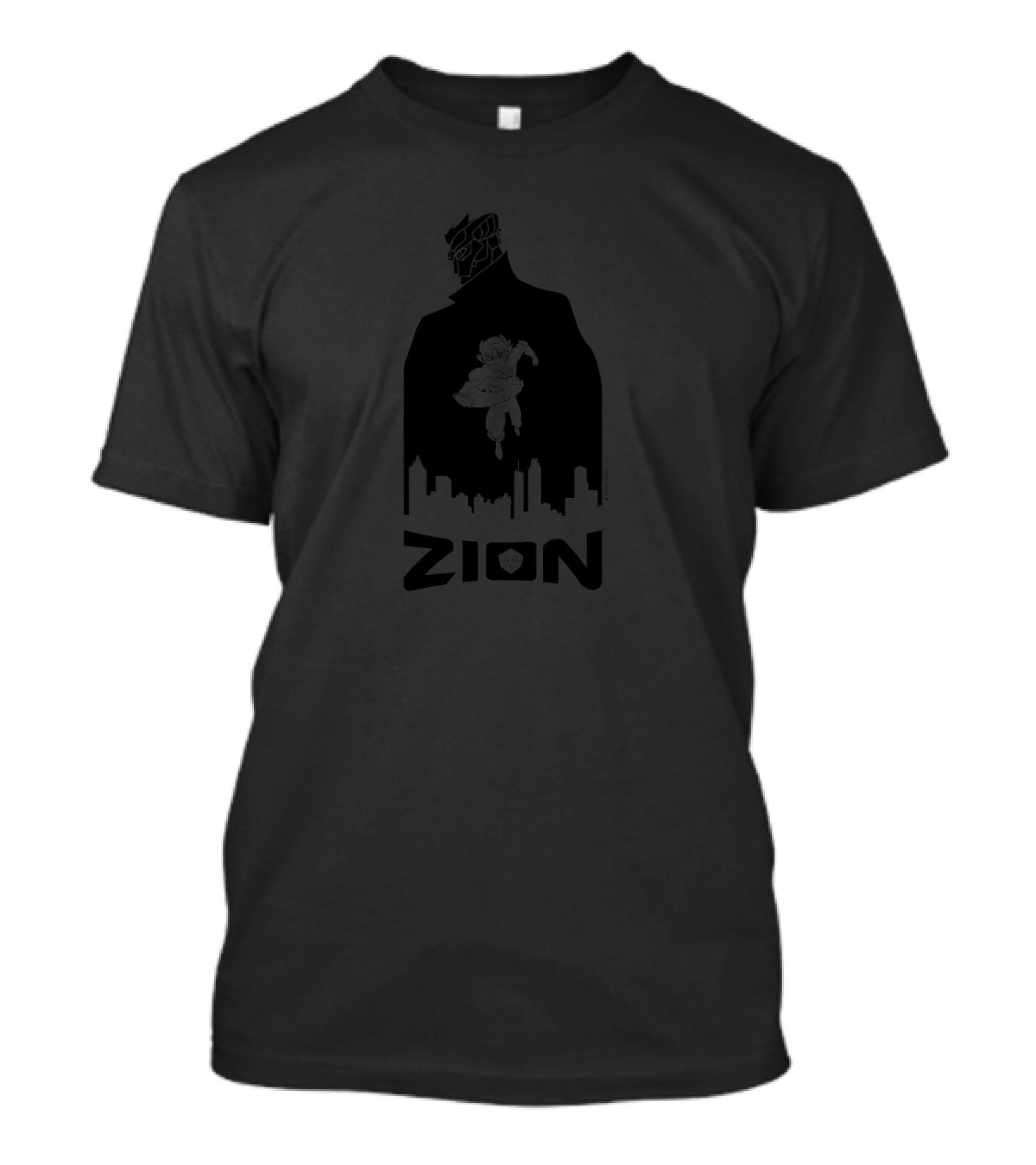 ZION Jumping Over Cityscape With Dark Figure In Cloak T-Shirt