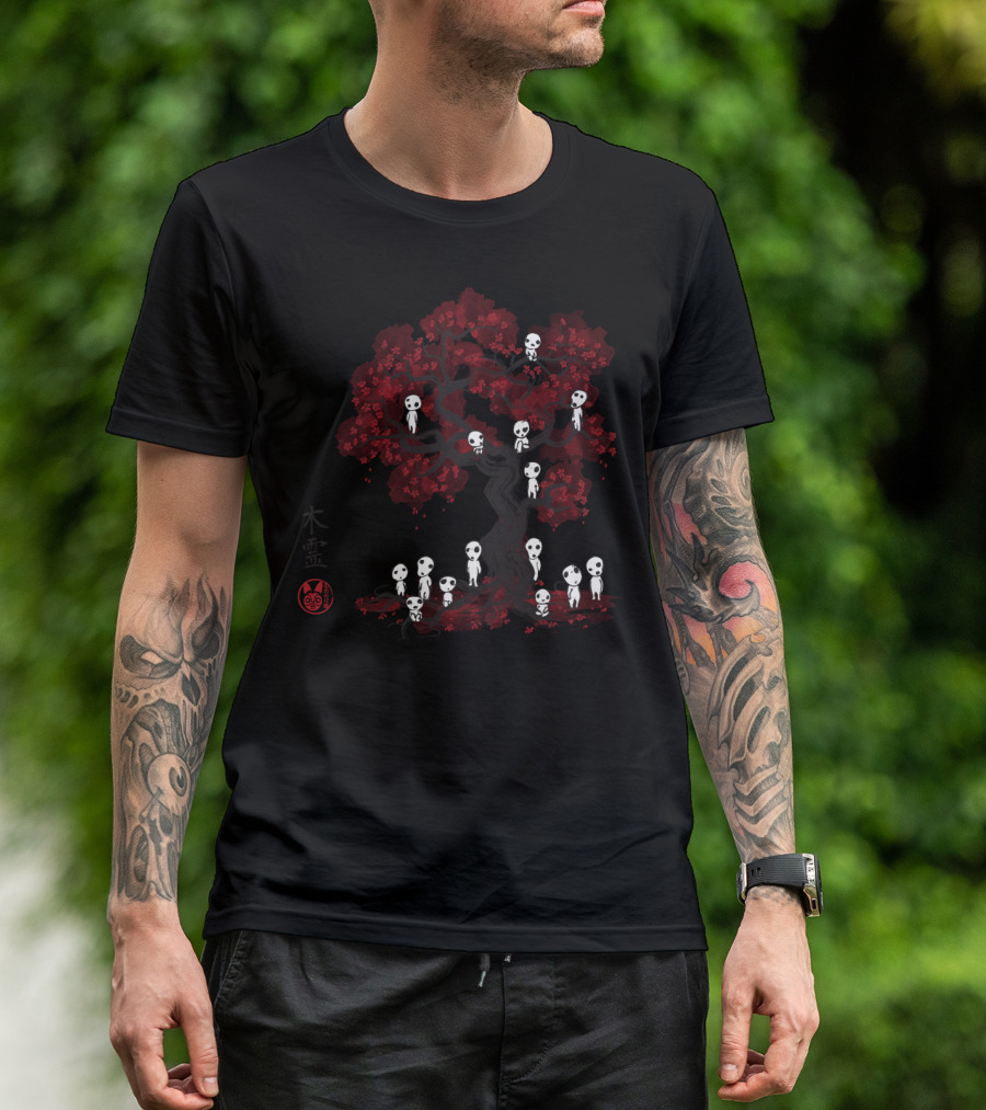 Forest Spirits Sumi Kodama Tree Inspired By Japanese Folklore T-Shirt