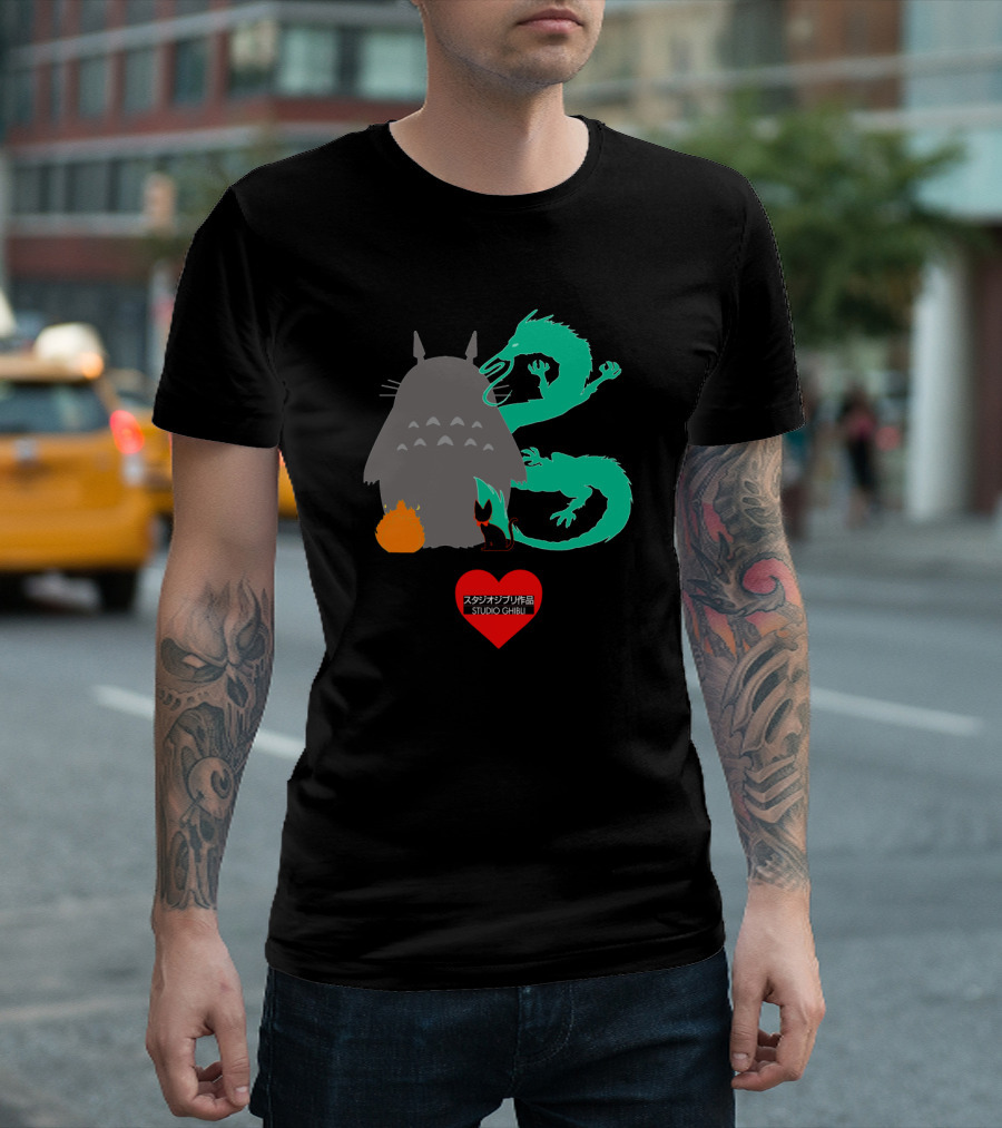 Studio Ghibli Totoro Dragon Cat Heart T-Shirt