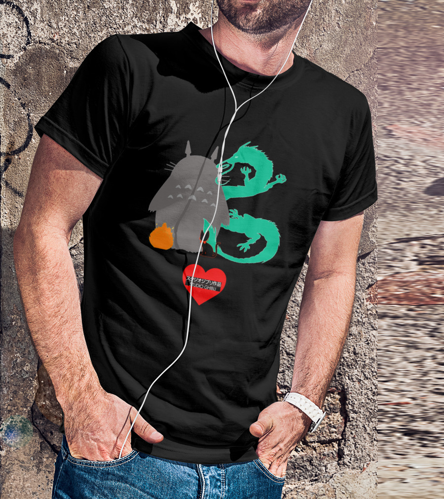 Studio Ghibli Totoro Dragon Cat Heart T-Shirt