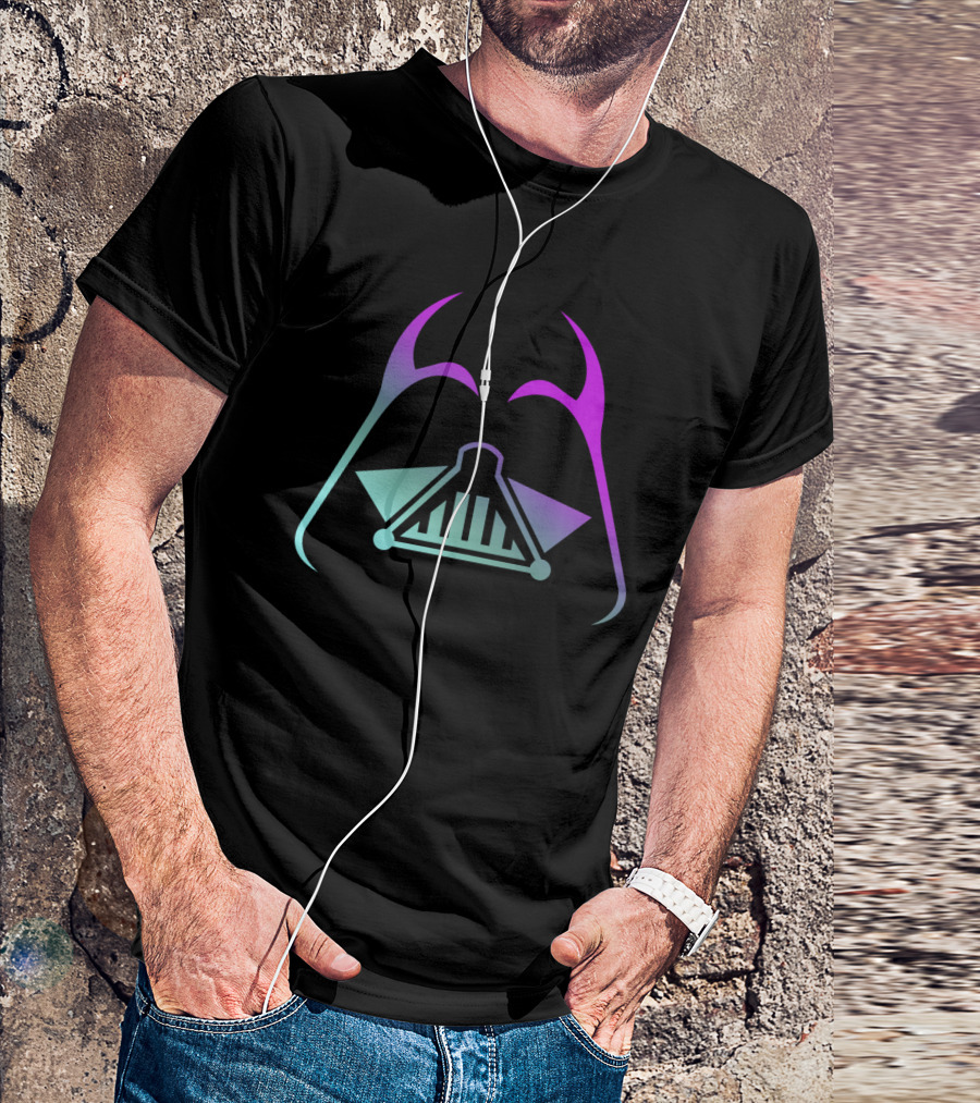 Darth Vader Helmet Gradient Neon T-Shirt