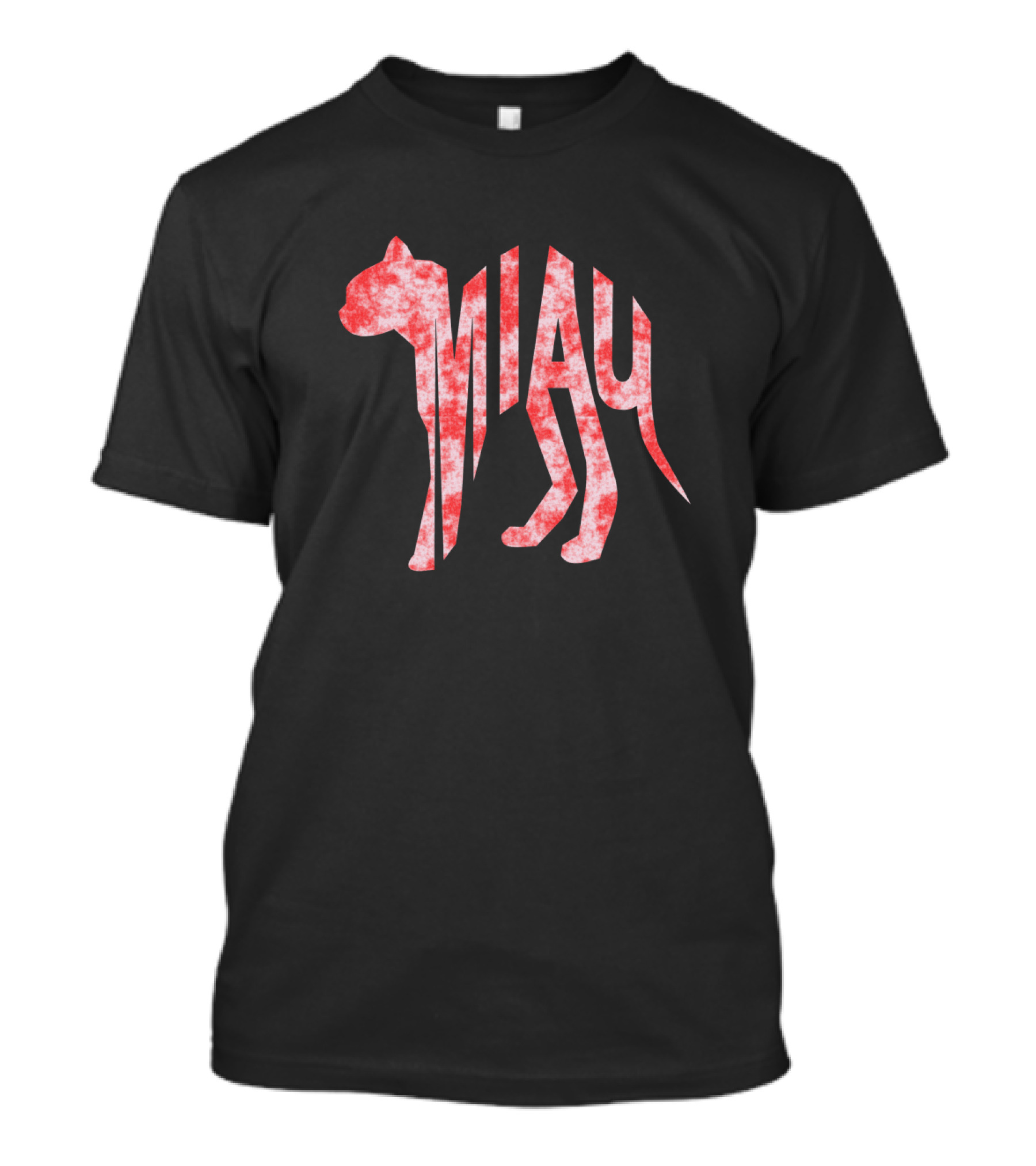 Miau Red Text Shaped Cat T-Shirt