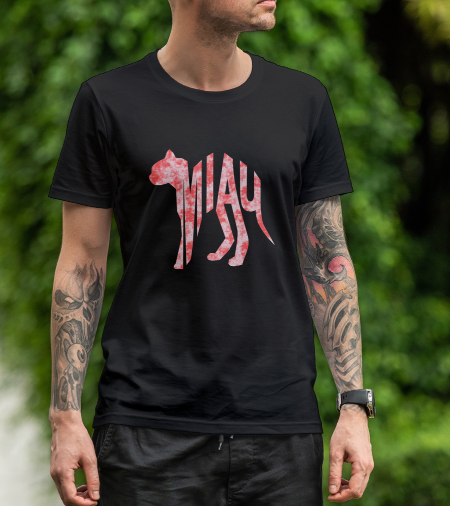 Miau Red Text Shaped Cat T-Shirt