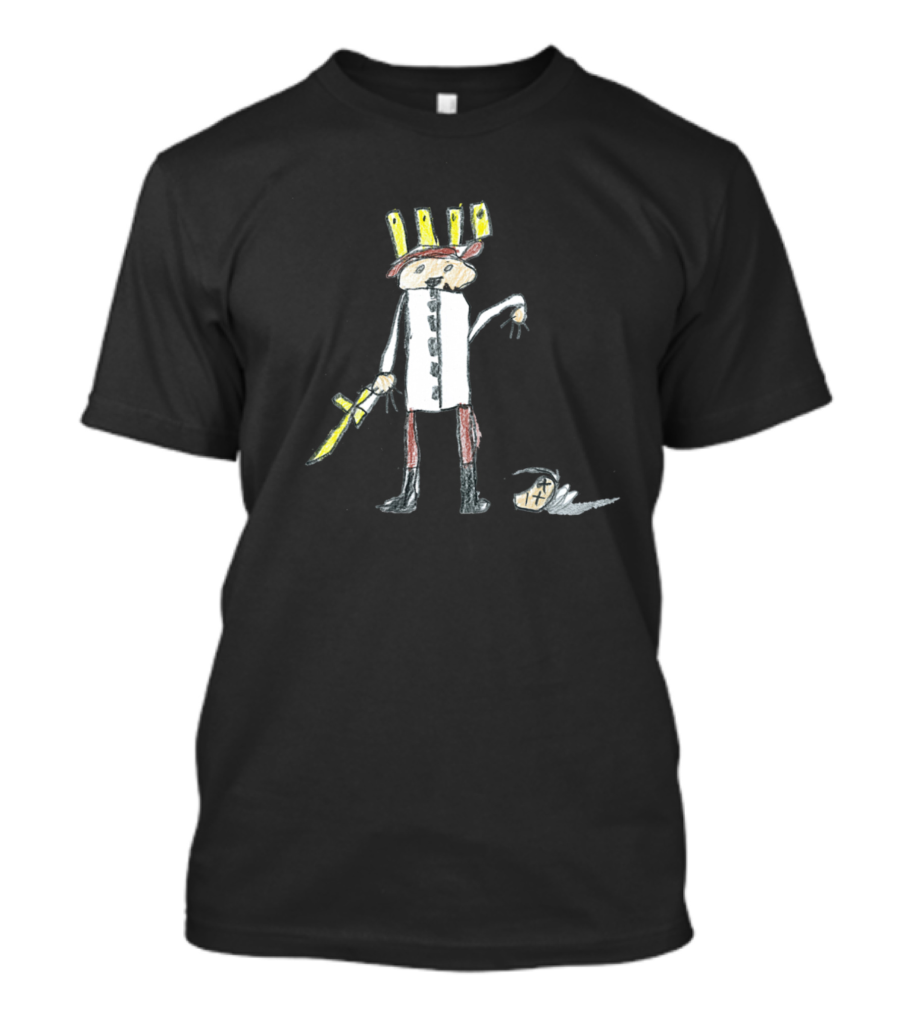 The King Shows No Mercy Cartoonish Warrior With Sword And Crowned Hat T-Shirt