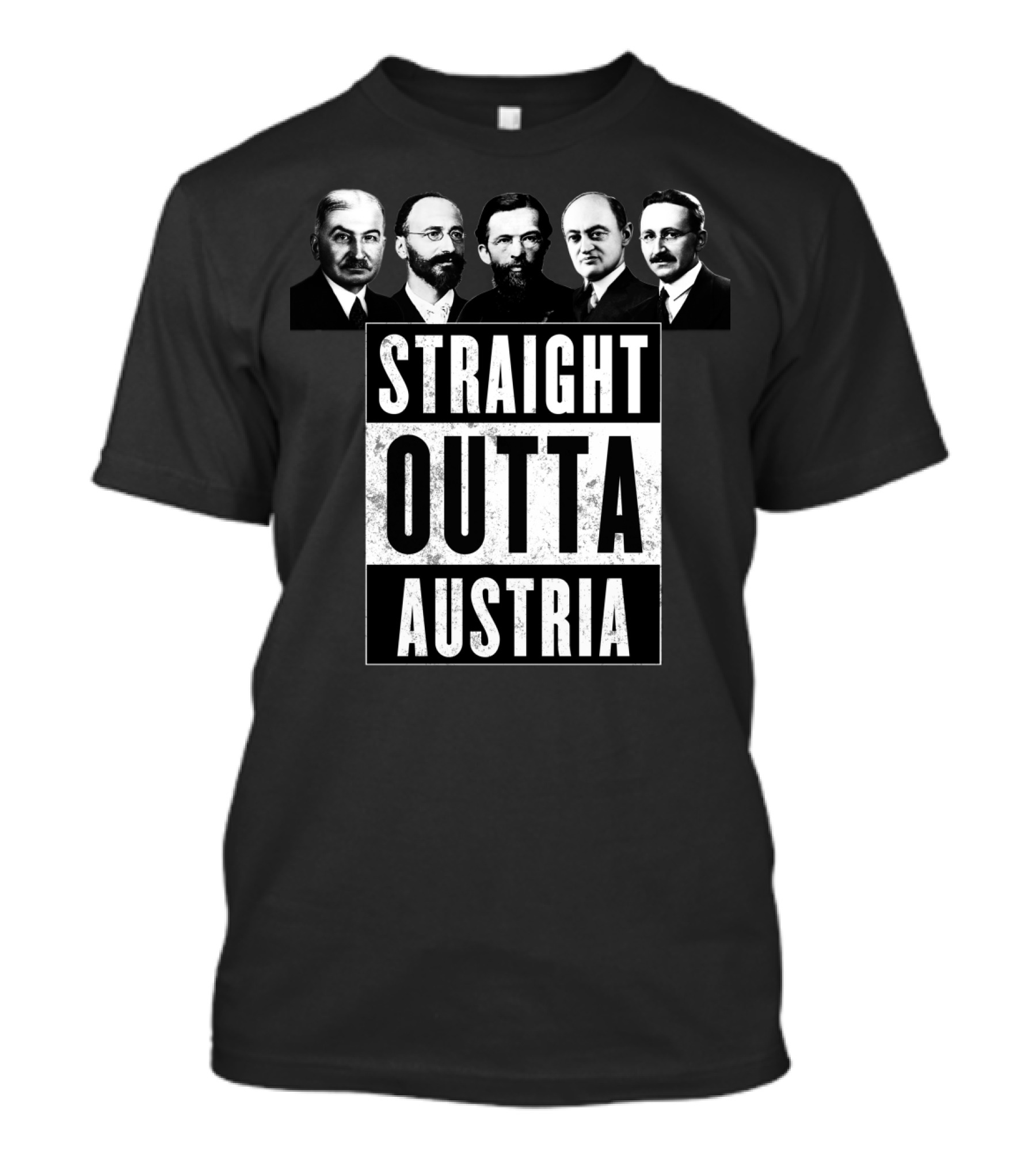Straight Outta Austria Eminent Economists Classic Portrait Compilation T-Shirt