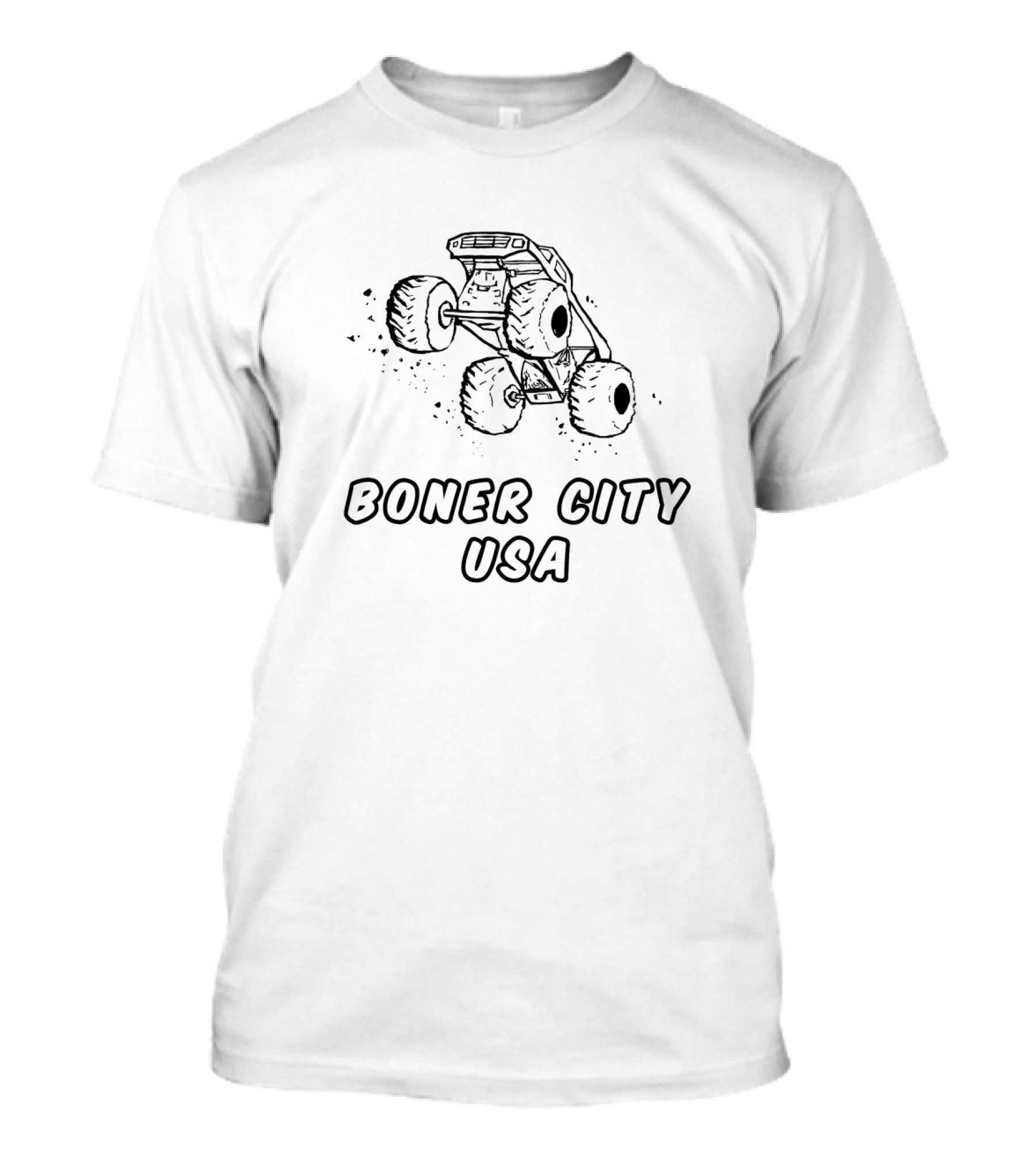 Boner City USA Jumping Monster Truck Black Letters T-Shirt