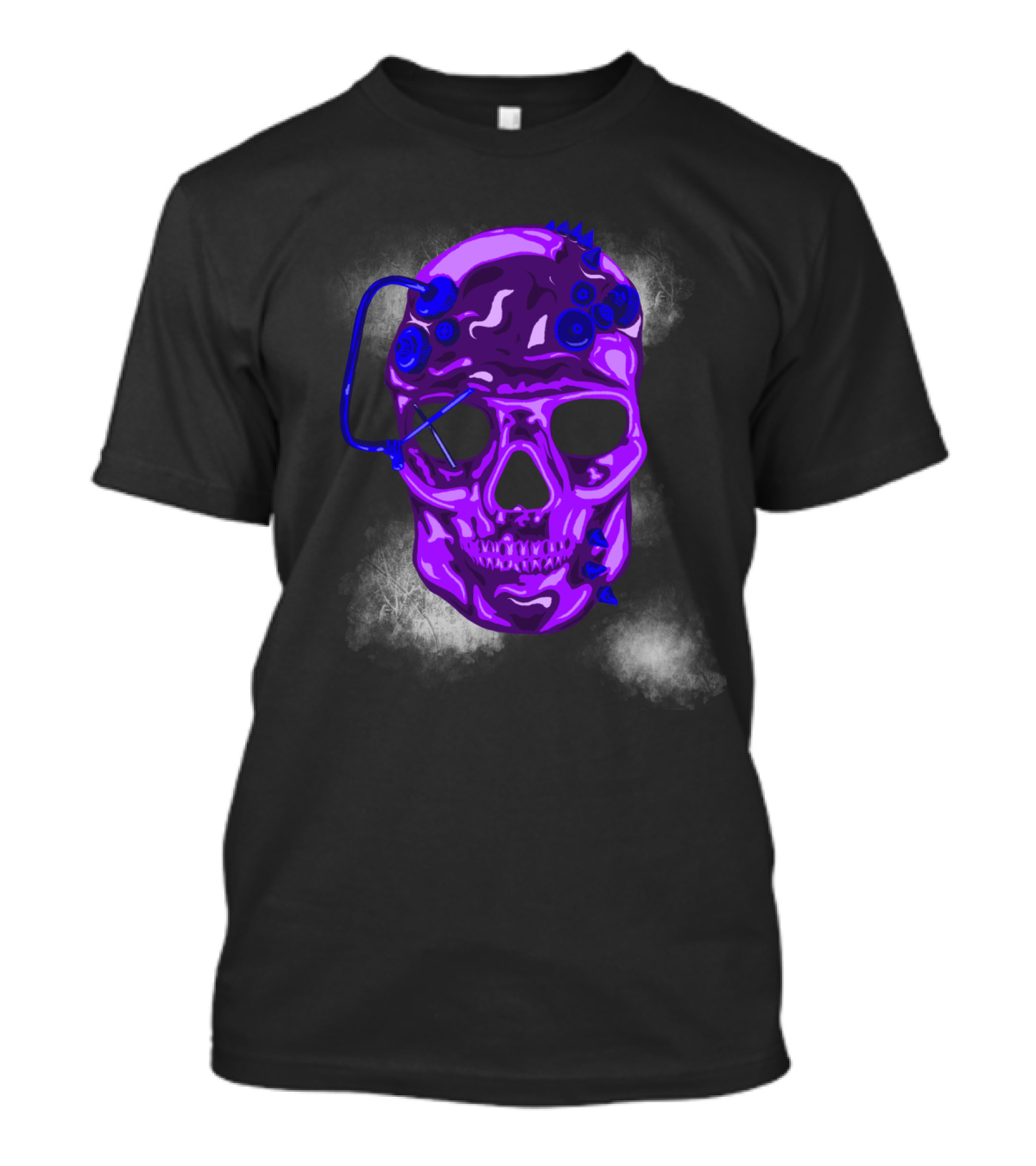Steampunk Skull With Violet Electro Tech Elements T-Shirt