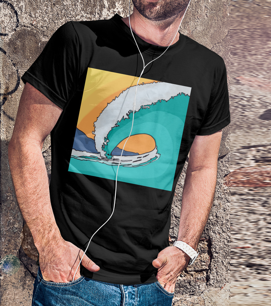 Vintage Surf Art With Retro Ocean Wave And Sunset T-Shirt