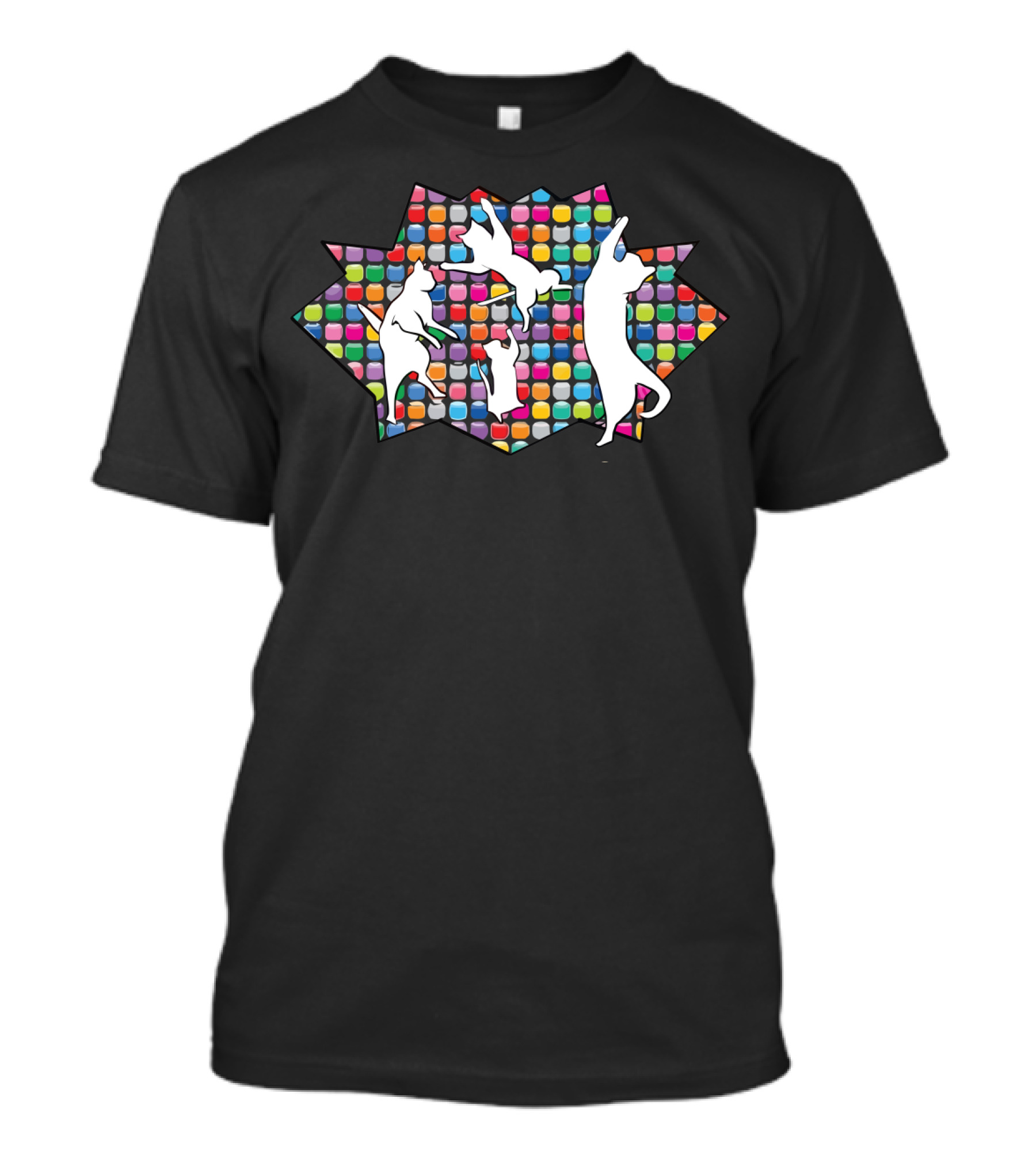 DanseCats Disco Dancers With Colorful Square Background T-Shirt