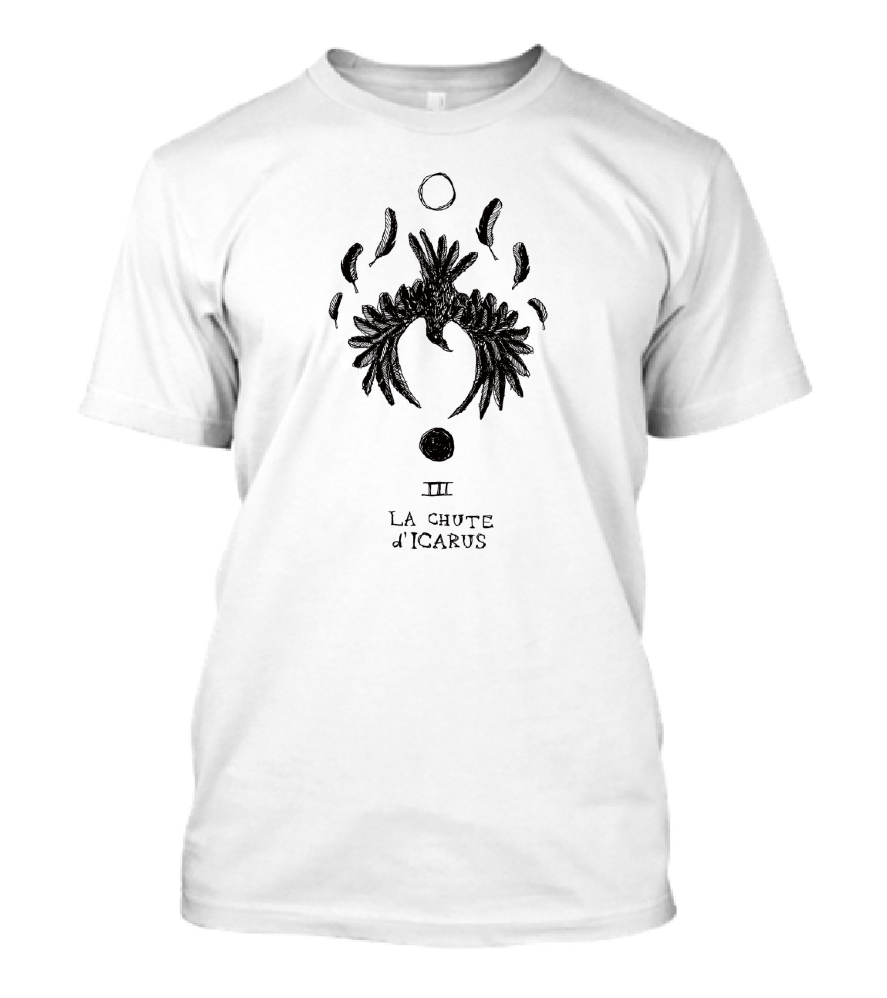 La Chute D'Icarus III Feather And Circle T-Shirt