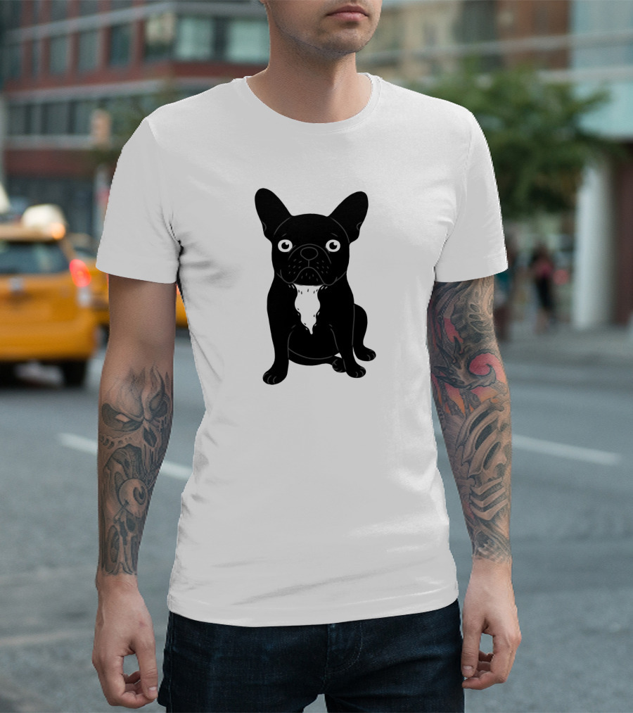 Brindle Frenchie Love and Attention Illustration with Cute French Bulldog T-Shirt