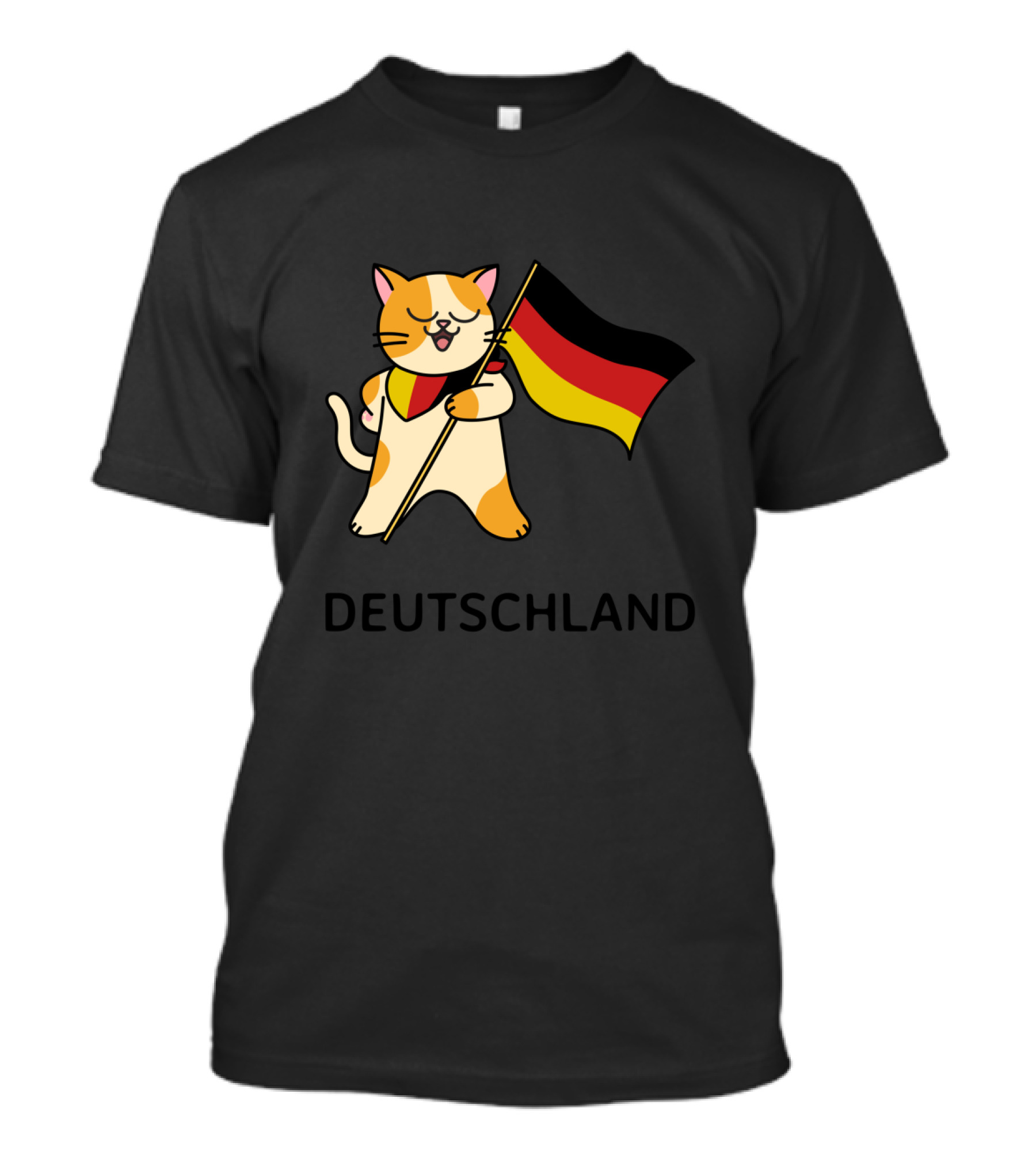 Deutschland Cat Holding German Flag T-Shirt