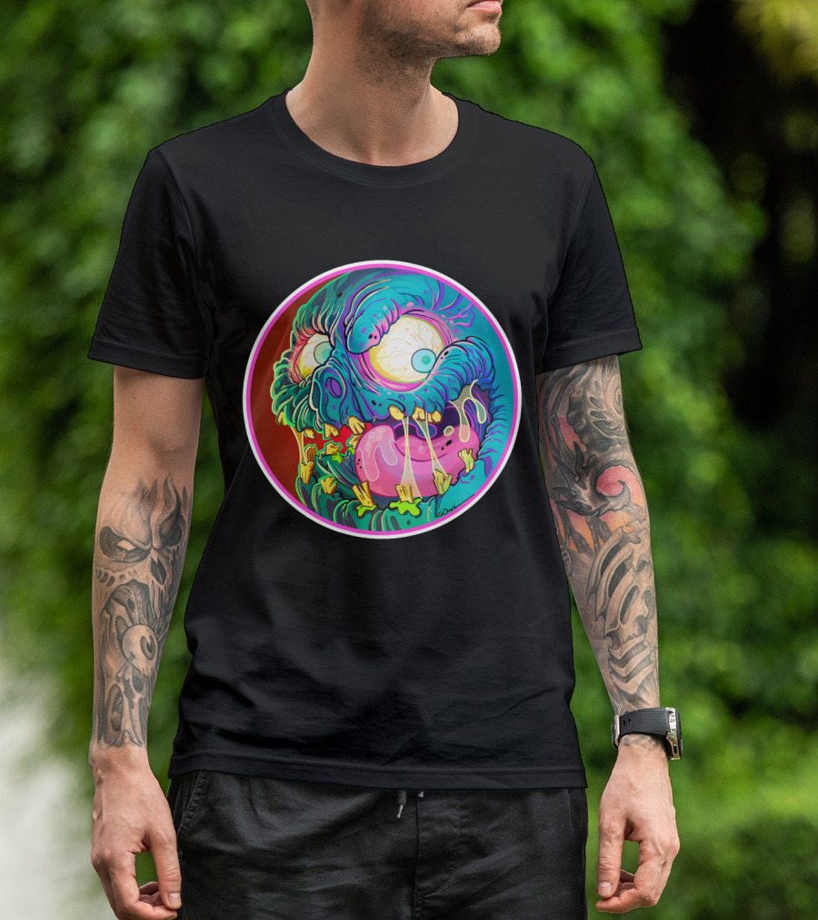 ADULT Gerwyn Neon Zombie Face Bright Cartoon T-Shirt