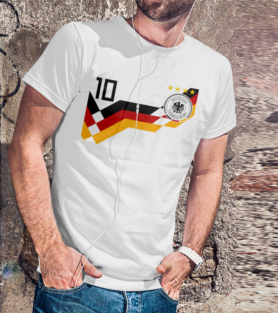 Germany National Football Team Deutscher Fussball-Bund Emblem With Number 10 And Four Stars T-Shirt