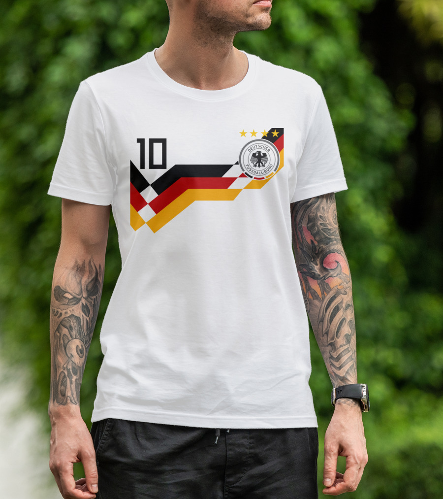 Germany National Football Team Deutscher Fussball-Bund Emblem With Number 10 And Four Stars T-Shirt