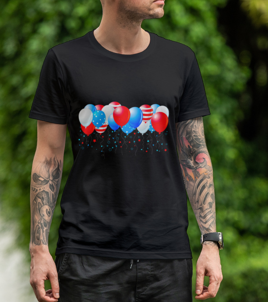 Independence Day Red White Blue Balloons T-Shirt