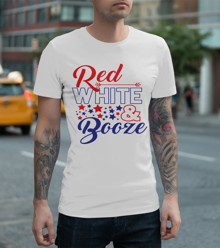 Red White and Booze with Stars T-Shirt