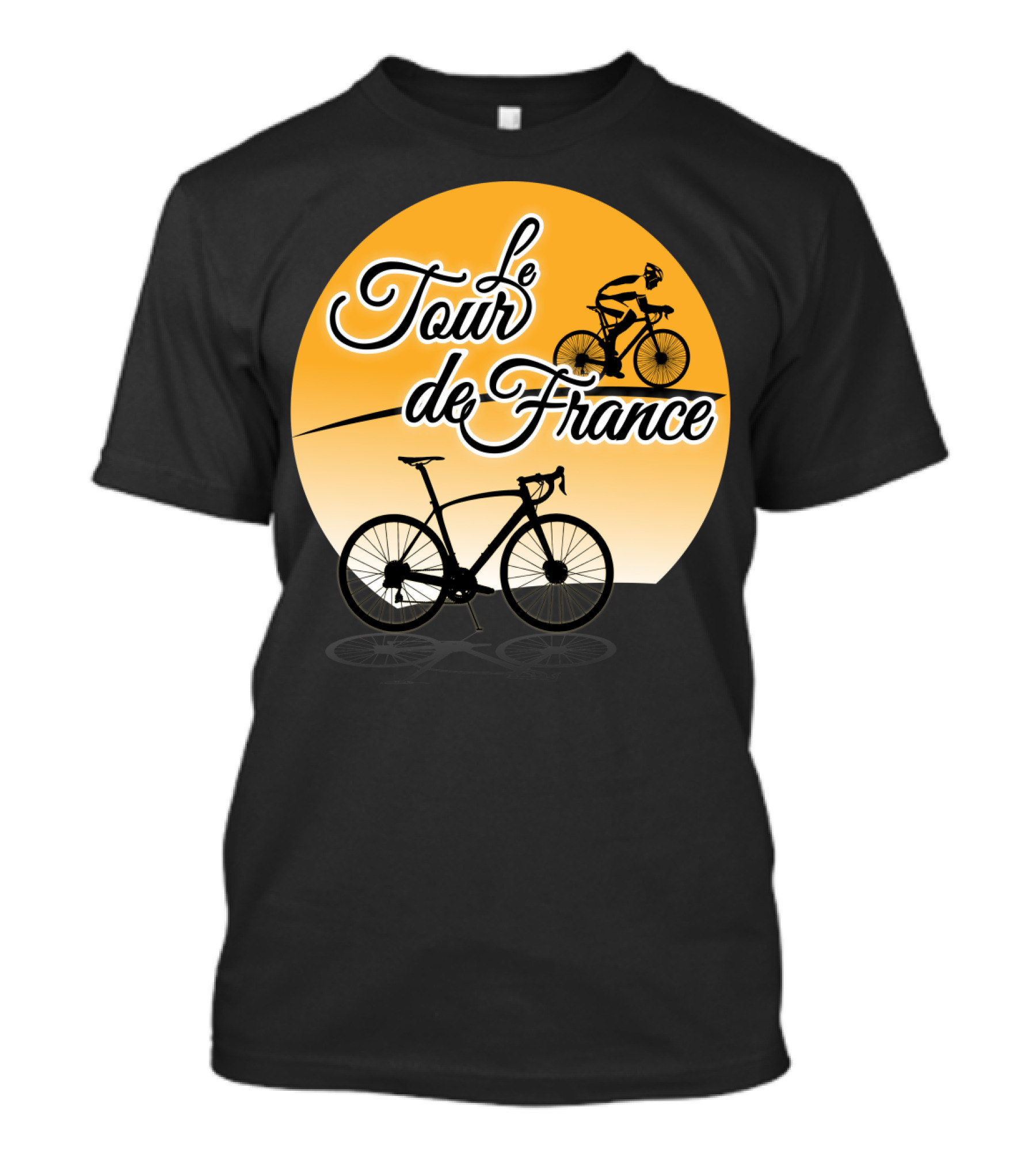 Le Tour De France Bicycle Silhouette On Orange Circle Background T-Shirt