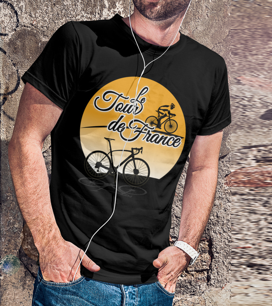 Le Tour De France Bicycle Silhouette On Orange Circle Background T-Shirt
