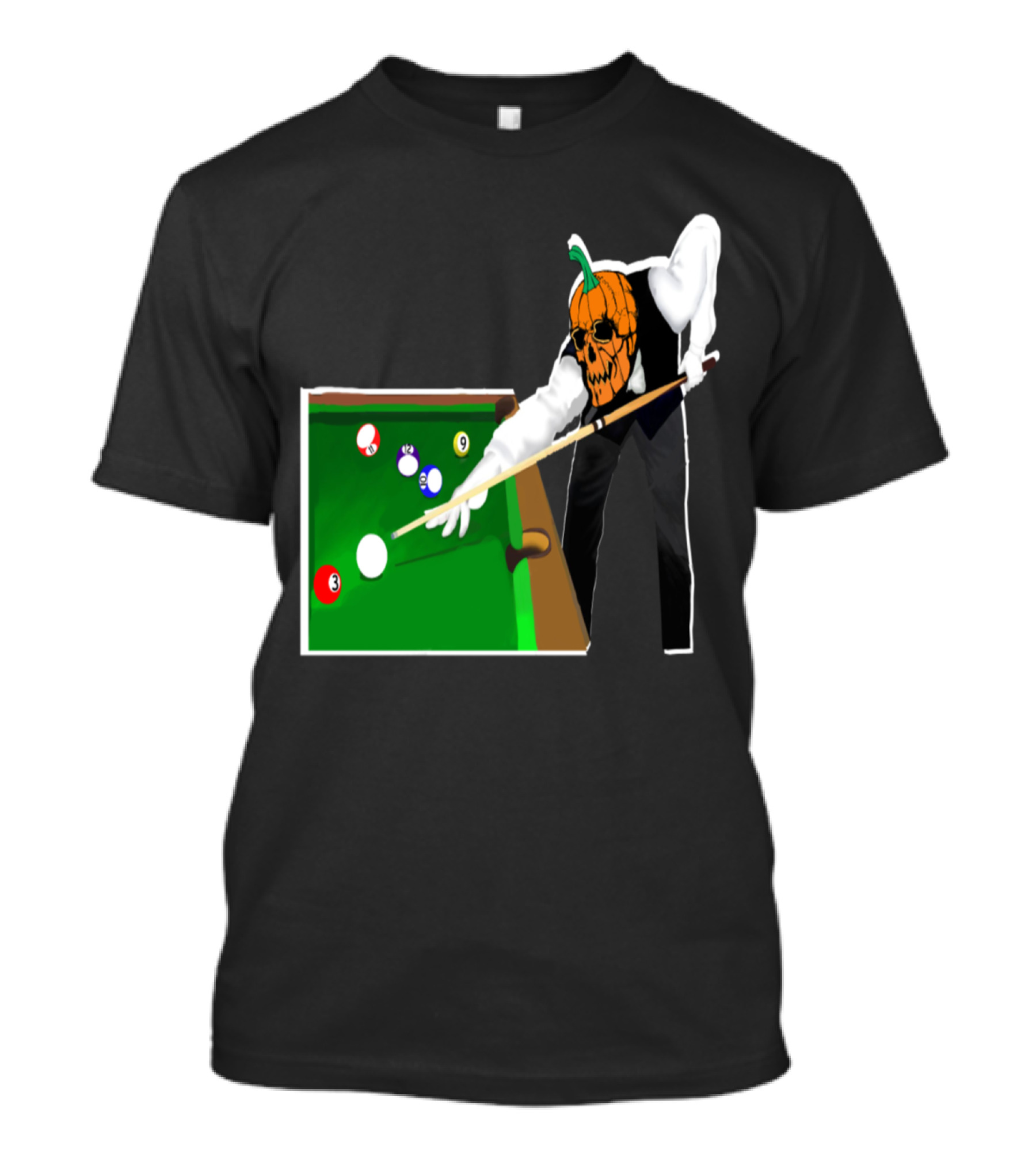 Jack-o'-Lantern Pool Player At Billiards Table T-Shirt