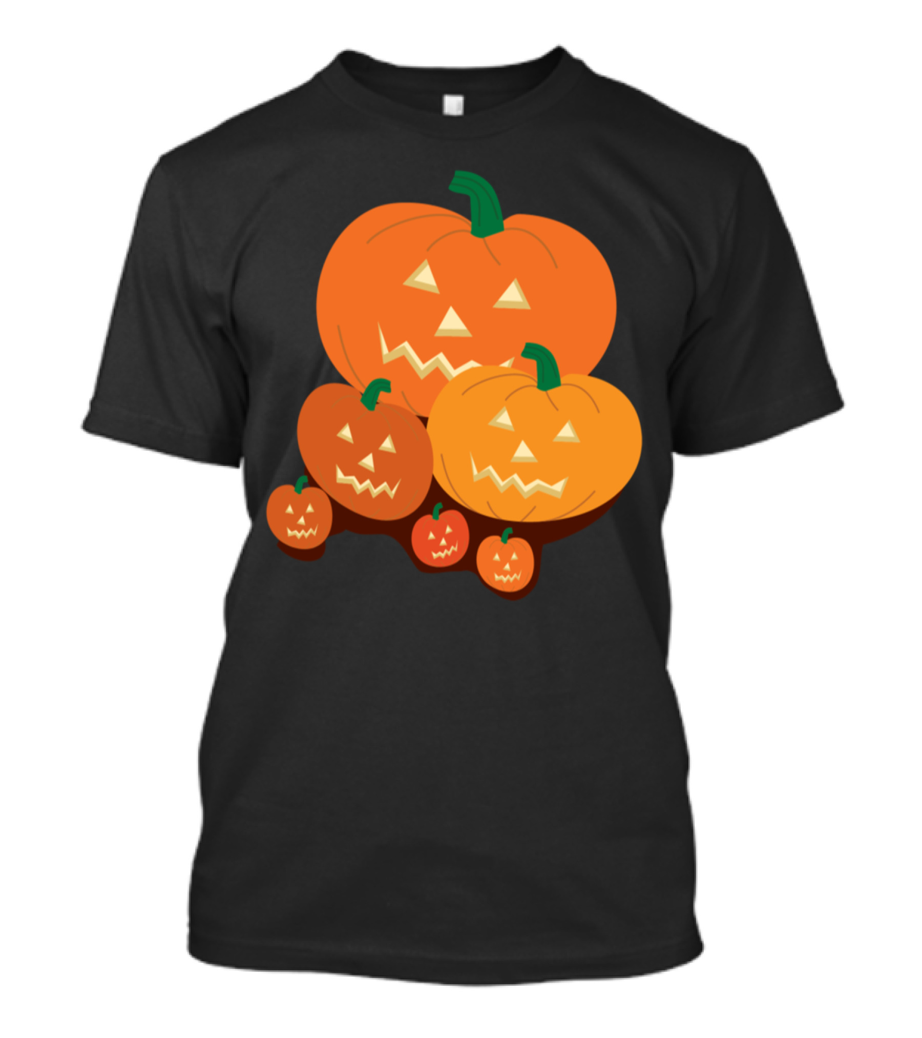 Jack-O’-Lantern Halloween Pumpkins Smiling Faces With Green Stems T-Shirt