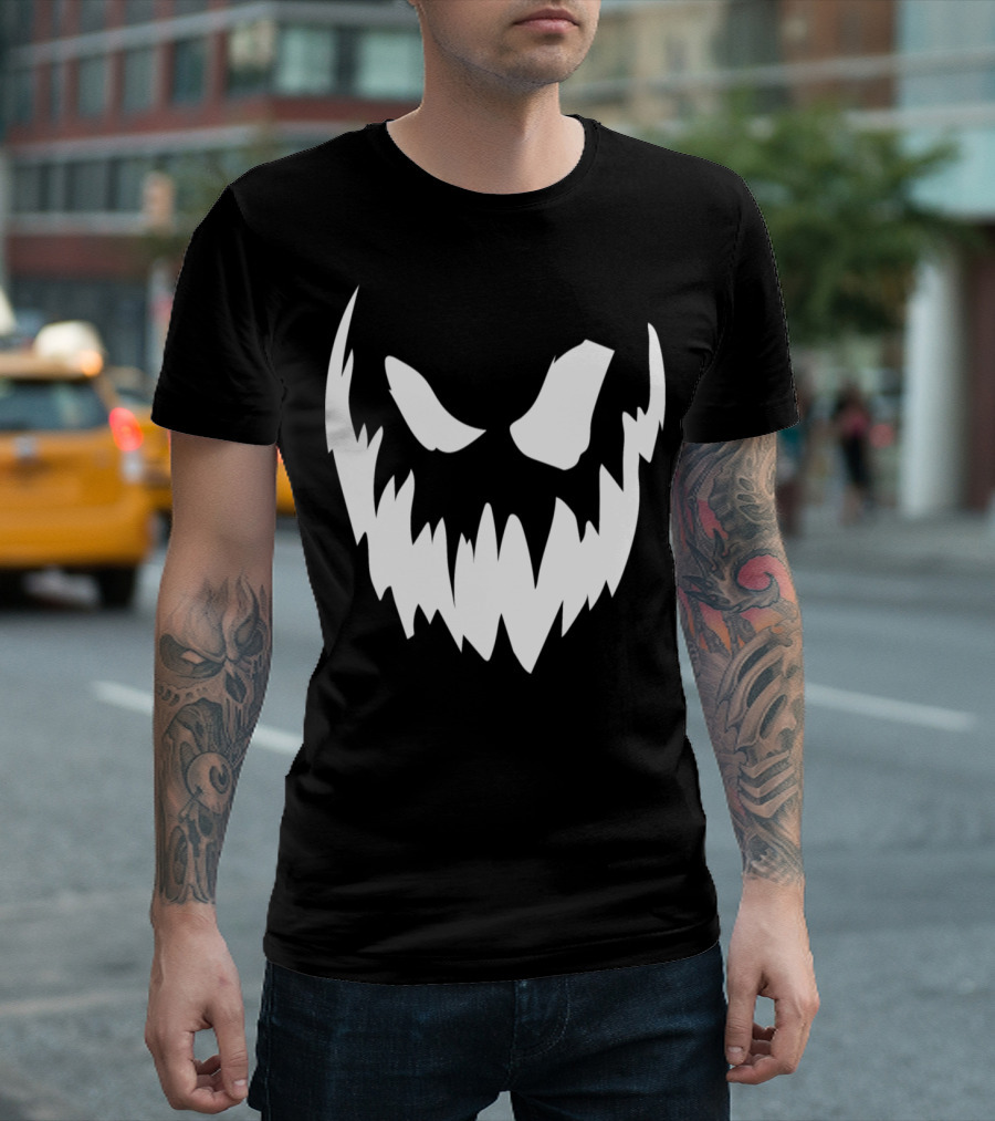Halloween White Pumpkin Face Creepy T-Shirt