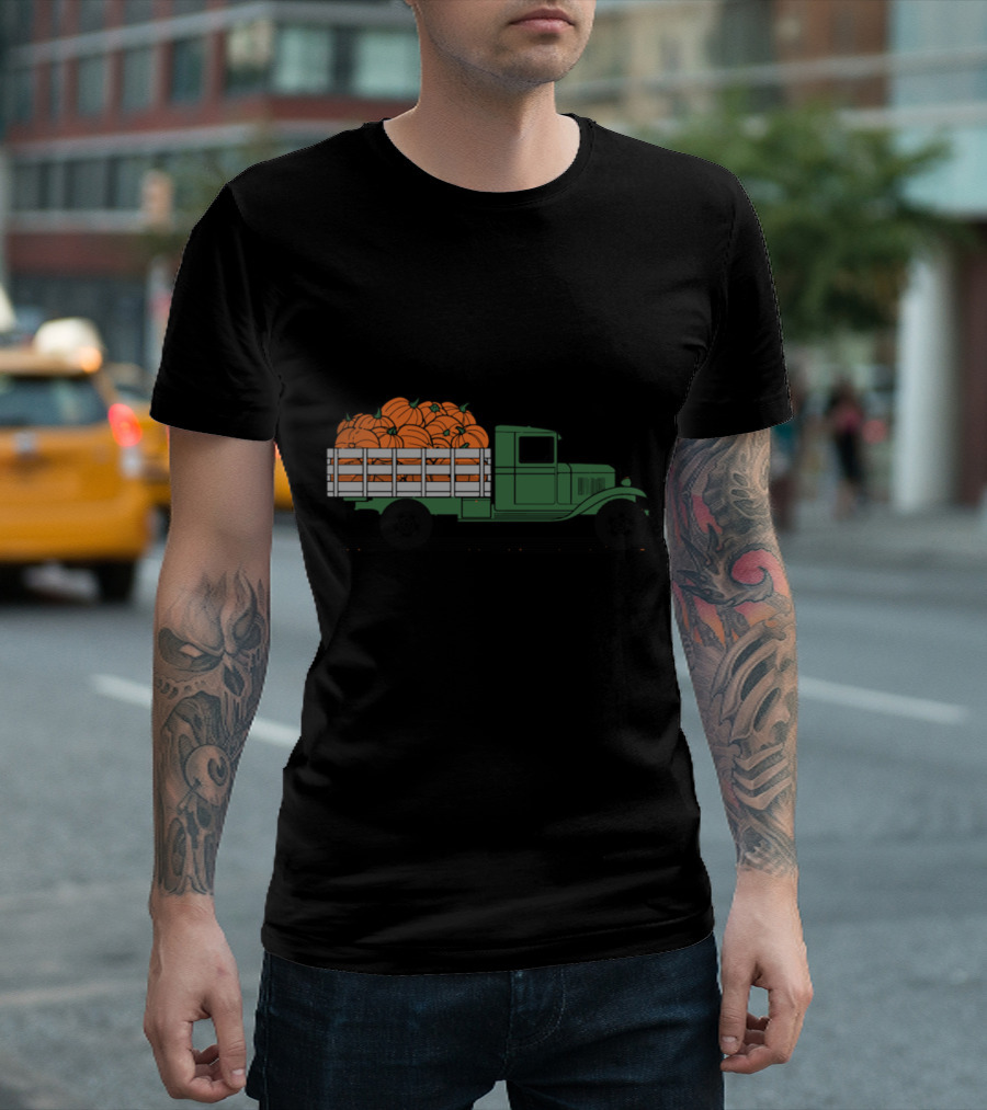 Cute Pumpkin Truck Halloween Fall Harvest T-Shirt