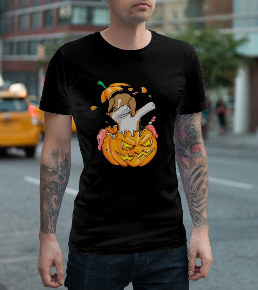 Beagle Dabbing Halloween Pumpkin Burst Dab T-Shirt