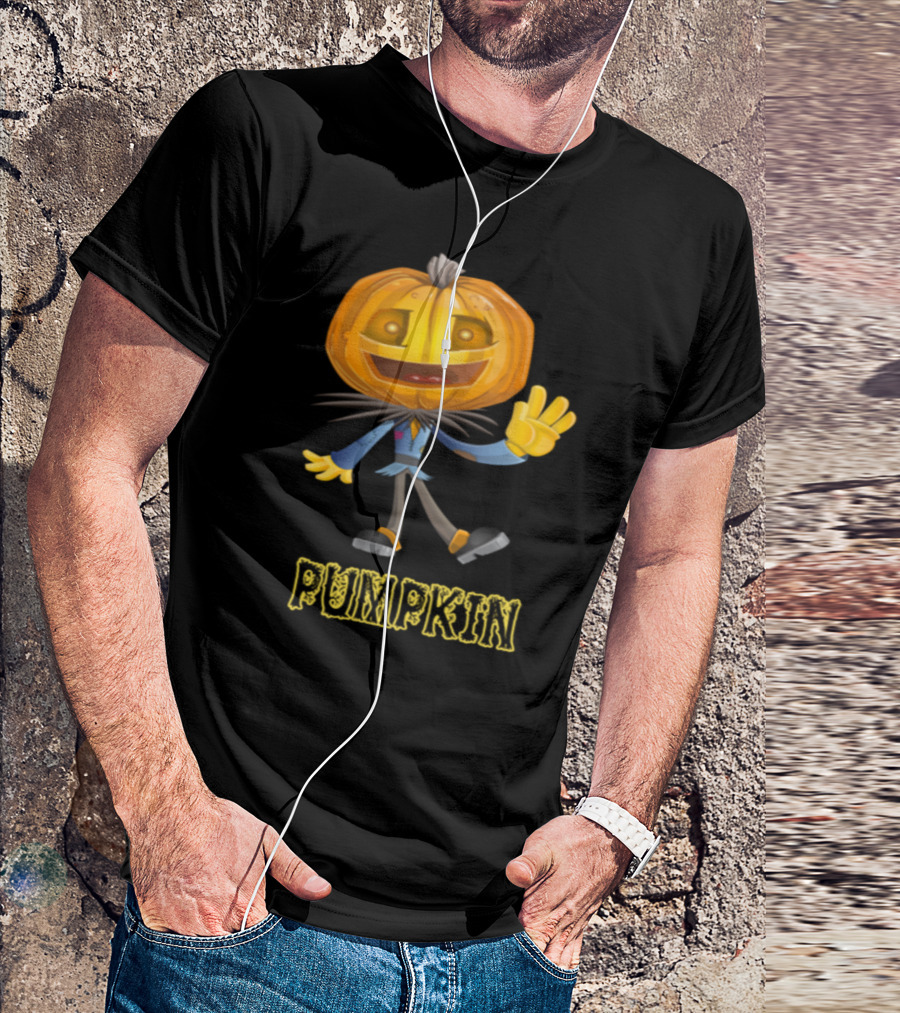 Pumpkin Head Character Waving For Halloween T-Shirt