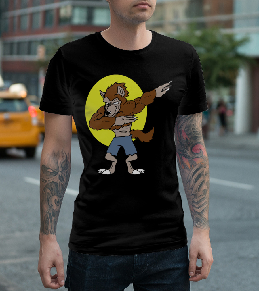 Dabbing Werewolf Halloween Monster On Full Moon T-Shirt