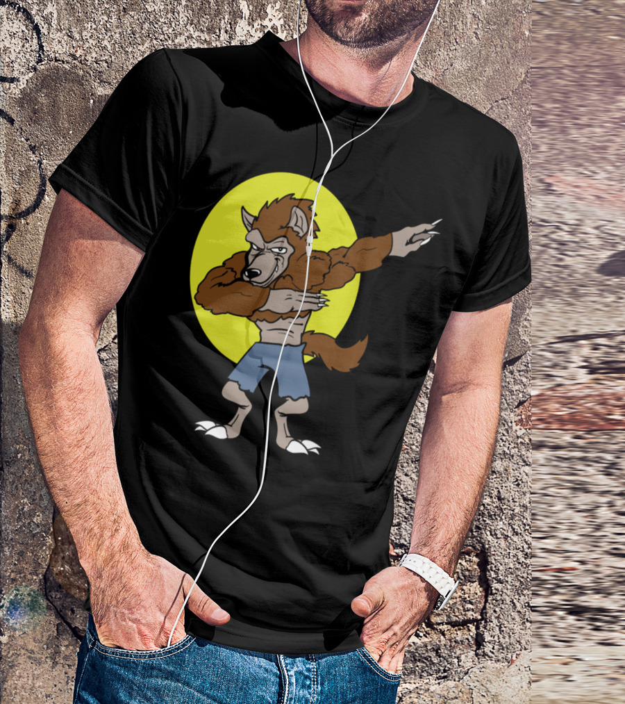 Dabbing Werewolf Halloween Monster On Full Moon T-Shirt